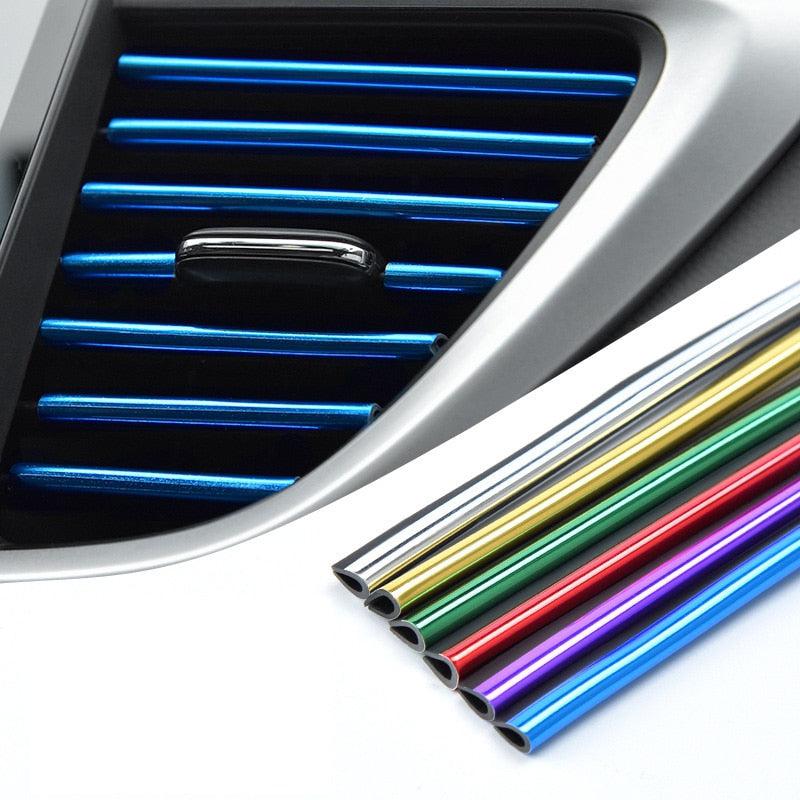 10 Pcs 7.87" Car Air Conditioner Outlet Decorative Strip, U Shape Moulding Trim Strips Vent Outlet Decoration Strip Car Styling Accessories, 6 Colors